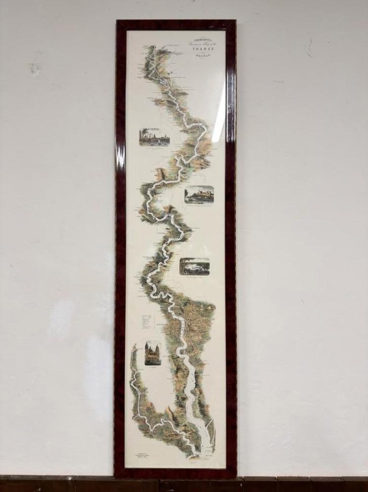 Engelse prent Thames in notenhouten lijst, Antiquités & Art, Antiquités | Bureau & Affaires, Enlèvement