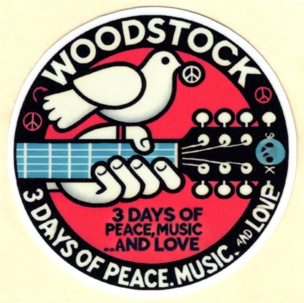 Woodstock Peace Love Music sticker #3, Verzenden, Nieuw