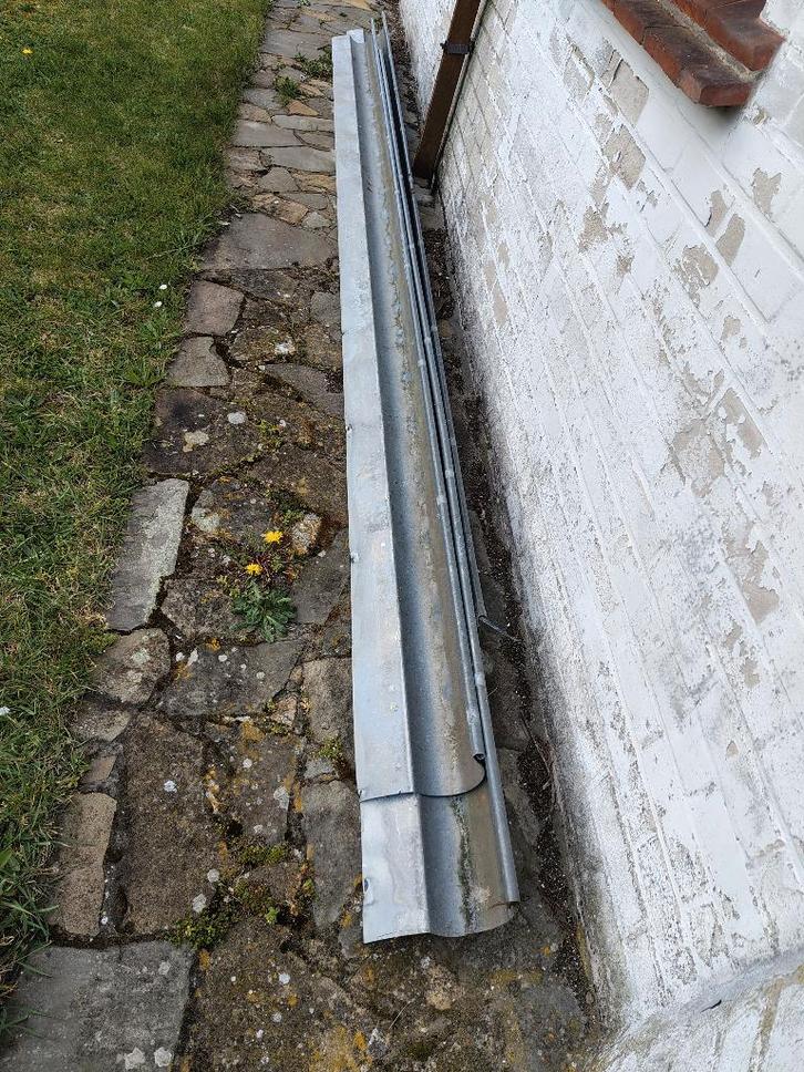 zink dakgoot mastgoot halfrond met slab + inox haken, Bricolage & Construction, Tuyaux & Évacuations, Comme neuf, Gouttière, Zinc