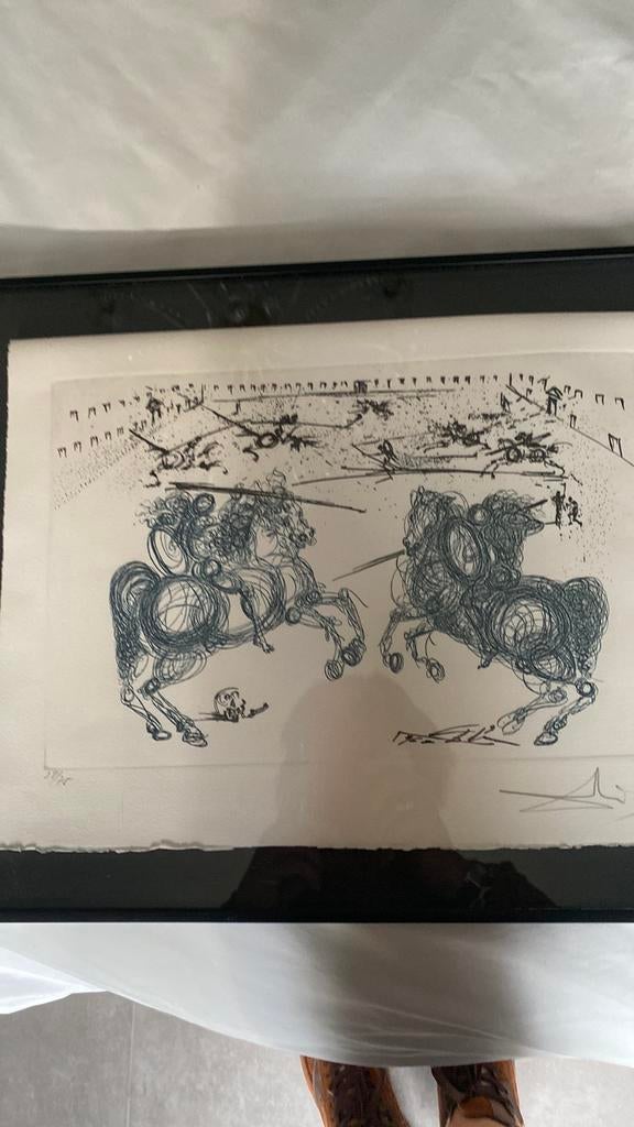 Salvador Dali Les cavaliers bleus gravure, Ophalen