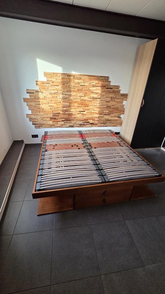 Bedframe op te halen in Vilvoorde, Ophalen, Gebruikt, Bruin, Tweepersoons