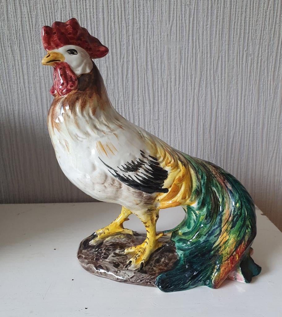 Statue de coq en céramique - Italie - 22 cm, Antiquités & Art, Curiosités & Brocante, Enlèvement ou Envoi