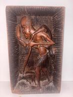 Handgesneden houten wandreliëf Afrikaanse – jager met dier, Antiek en Kunst, Kunst | Beelden en Houtsnijwerken, Ophalen