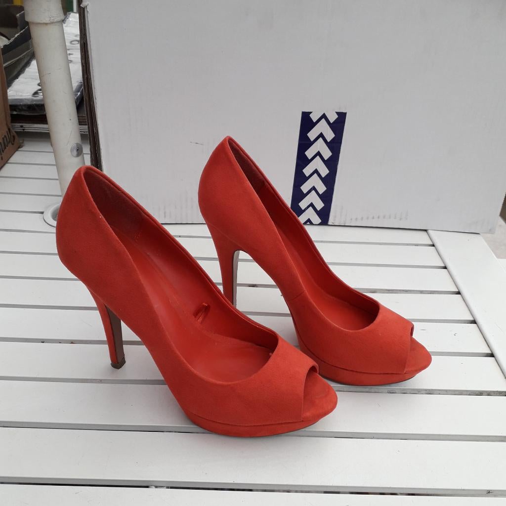 schoenen 38, Schoenen met lage hakken, Verzenden, Oranje, Gedragen