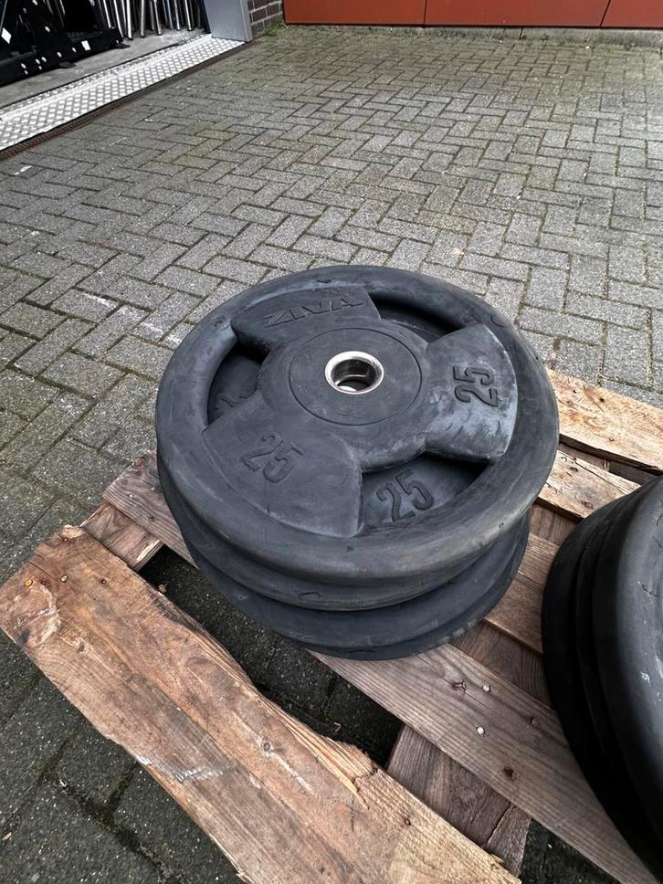 100kg Ziva Rubberen Gewichten,, Sport en Fitness, Fitnessmaterialen, Gebruikt, Halterschijven, Ophalen