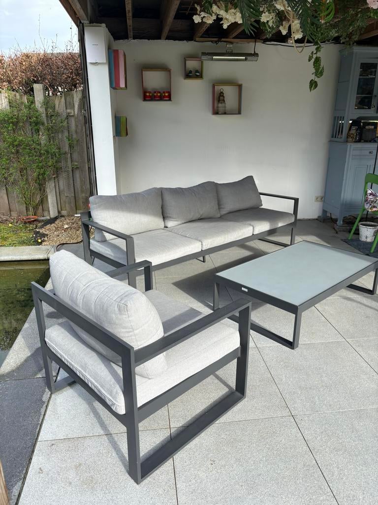 Loungeset aluminium grijs, Tuin en Terras, Ophalen, Zo goed als nieuw, Aluminium, Loungeset
