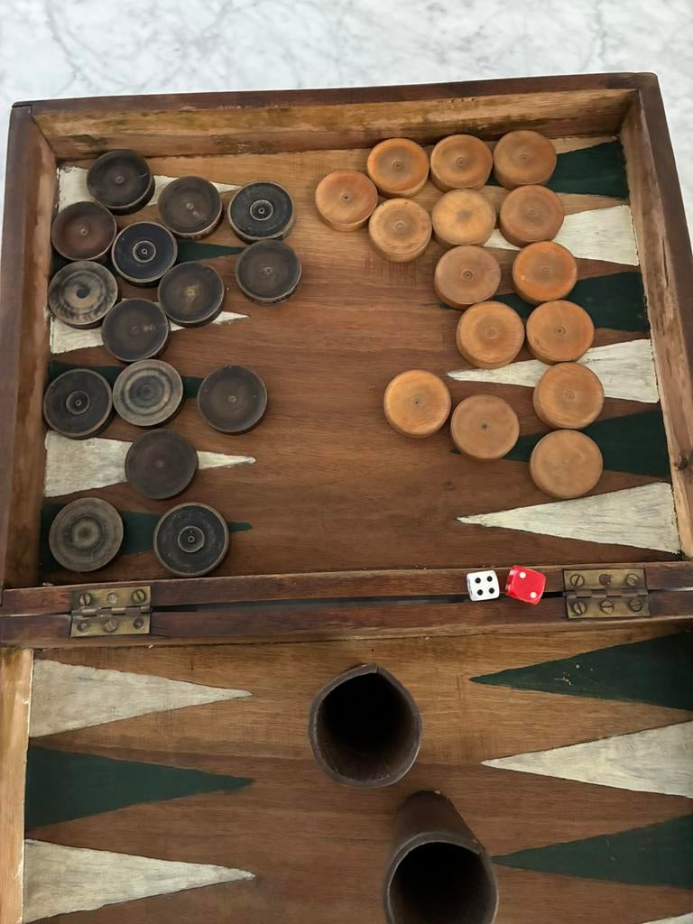 Antiek Backgammon gezelschapsspel, Ophalen, Zo goed als nieuw
