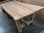 Massief eiken boomstamtafel tuintafel kloostertafel, Ophalen