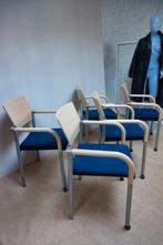 Set van 5 retro vintage eetkamerstoelen, armstoelen, Huis en Inrichting, Gebruikt, Overige kleuren, Metaal, Vintage