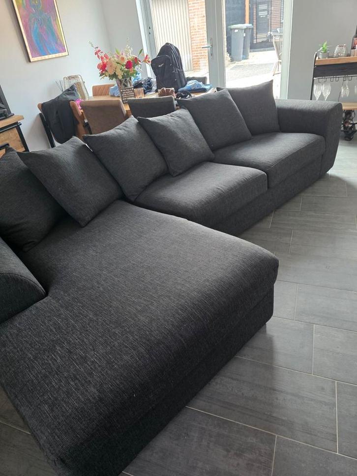 Mooie luxe Zwart Grijze hoekbank 165x310, Huis en Inrichting, Zetels | Zetels, Hoekbank, Ophalen