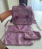 Kipling boekentas met turn-/zwemzak en pennenzak., Ophalen of Verzenden, Gebruikt, Paars, Aktetas of Boekentas