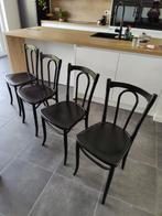 4 zwarte caféstoelen, Noir, Bois, Vintage, Enlèvement