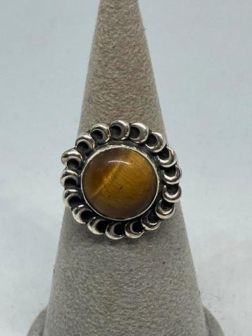 Zilveren ring met echte tijgeroog maat 54 beschikbaar voor biedingen