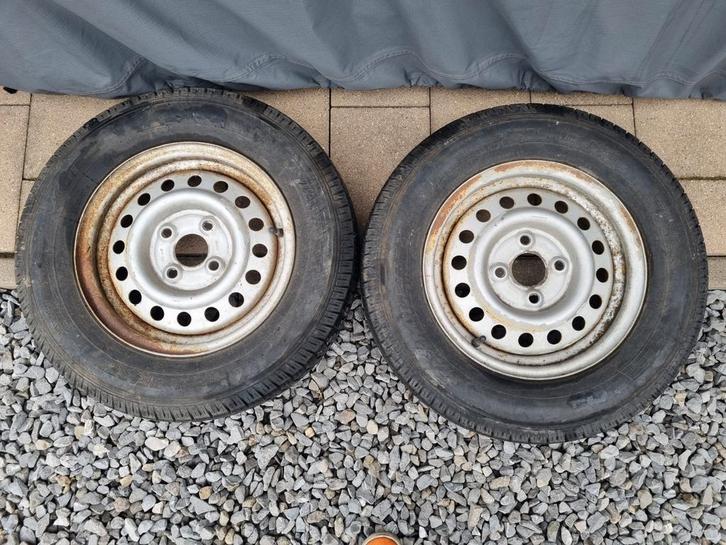 2 wielen aanhangwagen 155R13 4x100 opel steek 57mm ET30 OUD, Auto diversen, Aanhangwagen-onderdelen, Gebruikt, Ophalen
