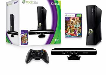 Xbox 360 500GB (zwart) + Kinect + Kinect adventures  beschikbaar voor biedingen