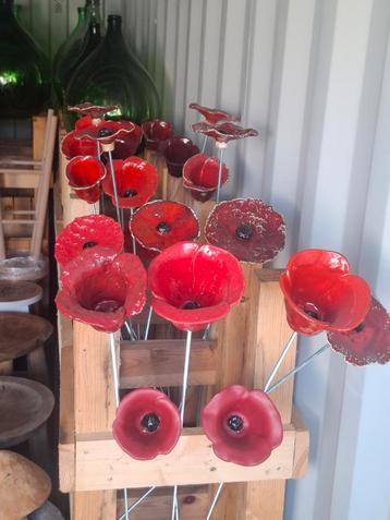 Mooie keramieken klaprozen voor id plantenborder! Handwerk! beschikbaar voor biedingen