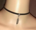 Ketting Silver aura kwarts zwart chokermodel, Verzenden, Met edelsteen, Zwart, Nieuw
