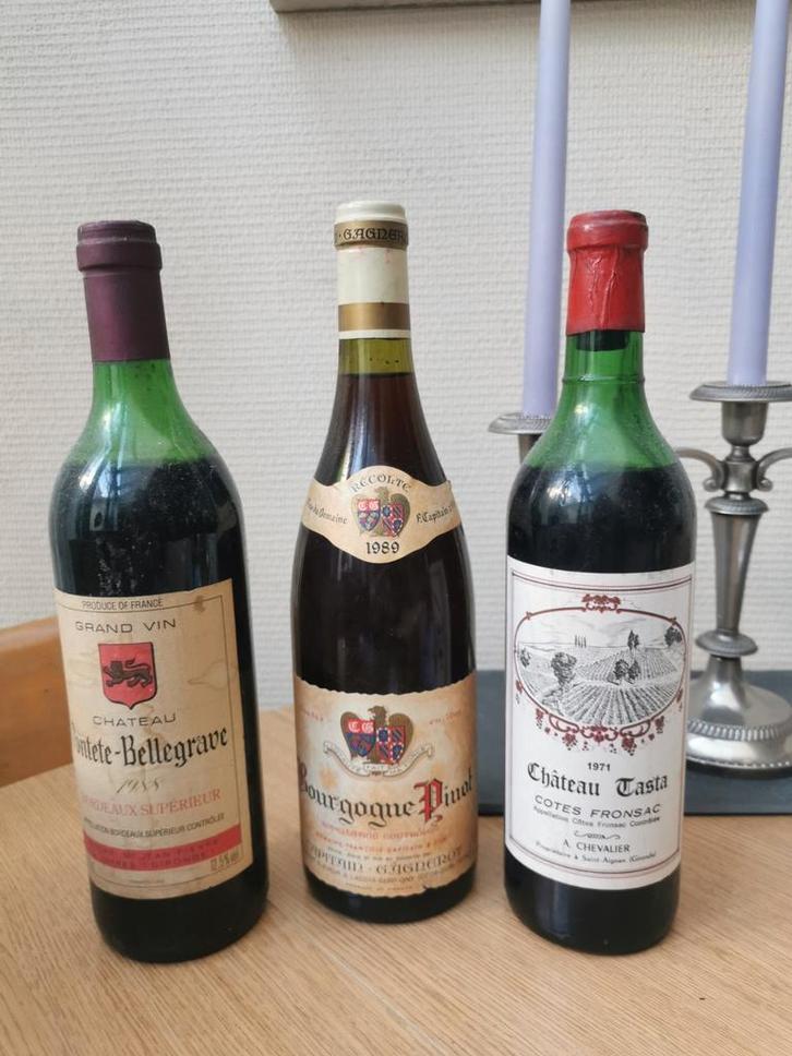 Lot van 3 vintage flessen wijn, Collections, Vins, Comme neuf, Vin rouge, Enlèvement