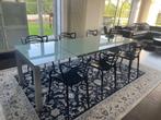 Glazen tafel uitschuifbaar 260 x 90cm, Maison & Meubles, Tables | Tables à manger, Comme neuf, Rectangulaire, Design, 50 à 100 cm