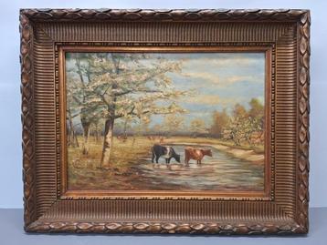 Oud olie schilderij op doek  beschikbaar voor biedingen