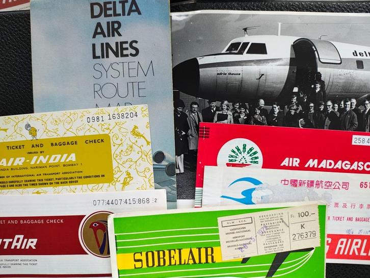 5 billets avion photo system route Map aviation transport, Verzamelen, Luchtvaart en Vliegtuigspotten, Gebruikt, Verzenden