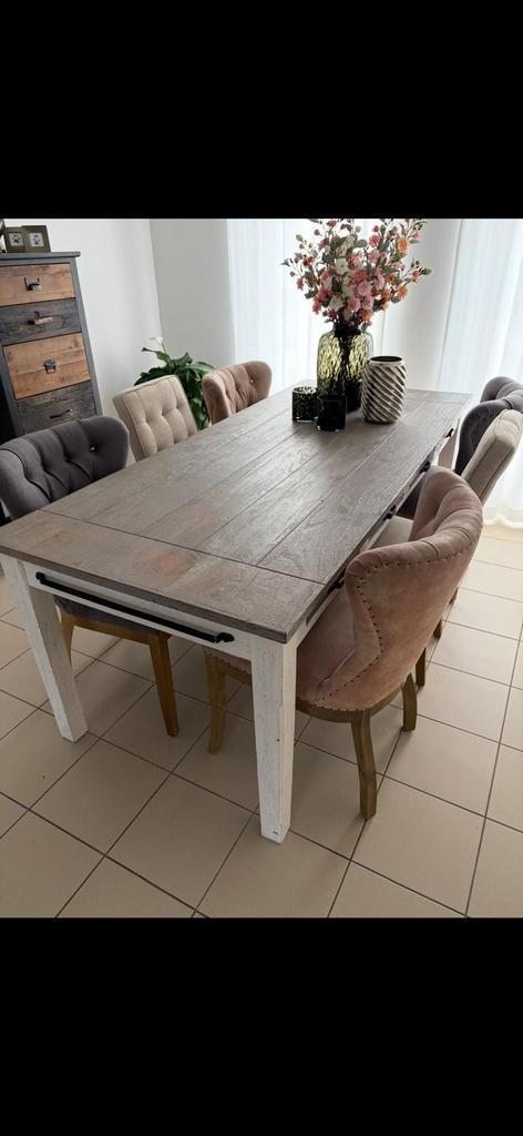 Eetkamer Tafel en 4 stoelen Rivièra maison, Huis en Inrichting, Complete eetkamers, Zo goed als nieuw, Ophalen