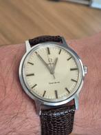 1970 Omega Genève vintage 135.070 caliber 601, Leer, Staal, Polshorloge, Ophalen of Verzenden