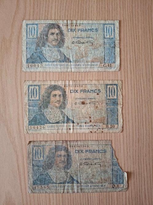 Oude bankbiljetten France d'Outre-mer (Afrika) 10 Francs, Postzegels en Munten, Munten en Bankbiljetten | Verzamelingen, Bankbiljetten