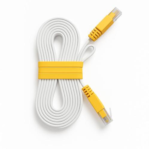 Platte UTP-Kabel - Cat 5 - 1,50 meter Wit UTP - Kabel 150cm, Computers en Software, Pc- en Netwerkkabels, Nieuw, Ophalen of Verzenden
