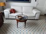 Natuzzi zetel 3 zit wit leder, Huis en Inrichting, Zetels | Zetels, Ophalen, Gebruikt, Driepersoons, Rechte bank