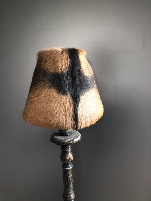 Prachtige tafellamp 1m buffelleder eiken voet, Huis en Inrichting, Lampen | Tafellampen, Zo goed als nieuw, 75 cm of meer, Hout