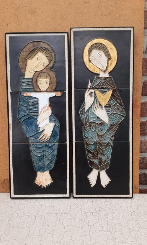 Keramische tegels , Jozef en Maria , 1960/61 , Huybrechts, Antiek en Kunst, Antiek | Keramiek en Aardewerk, Ophalen of Verzenden