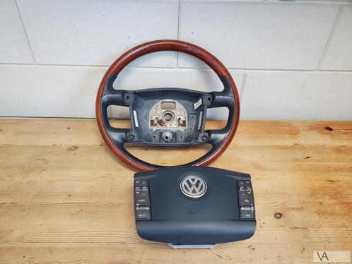 VW Phaeton 2002 - 2011 stuur + airbag HOUT nette staat €250, Autos : Pièces & Accessoires, Commande, Volkswagen, Utilisé, Enlèvement ou Envoi