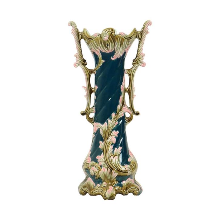 Antieke Blauwe Art Nouveau Vaas Rococo Stijl 38cm, Antiquités & Art, Antiquités | Vases, Enlèvement ou Envoi