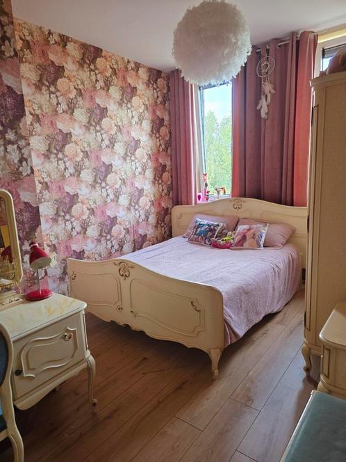 Prinsessen slaapkamer, Huis en Inrichting, Slaapkamer | Bedden, Gebruikt, Twijfelaar, 140 cm, 200 cm, Hout, Crème, Ophalen