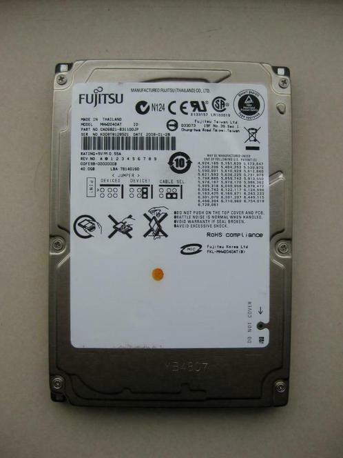 Fujitsu MHW2040AT 40GB 2,5" IDE laptop harddisk, Computers en Software, Harde schijven, Gebruikt, Laptop, Intern, HDD, IDE, Ophalen of Verzenden