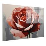 Rose rouge sur fond gris Peinture sur verre 105x70cm + O, Maison & Meubles, Envoi, Neuf