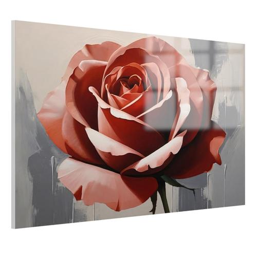 Rose rouge sur fond gris Peinture sur verre 105x70cm + O, Maison & Meubles, Accessoires pour la Maison | Décorations murale, Neuf