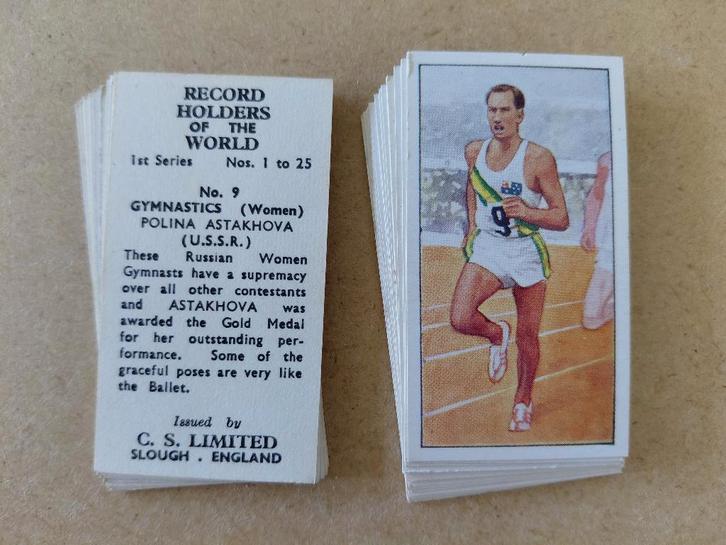 Record Holders of the World compl. set 25 sport chromos, Verzamelen, Sportartikelen en Voetbal, Poster, Plaatje of Sticker, Ophalen of Verzenden