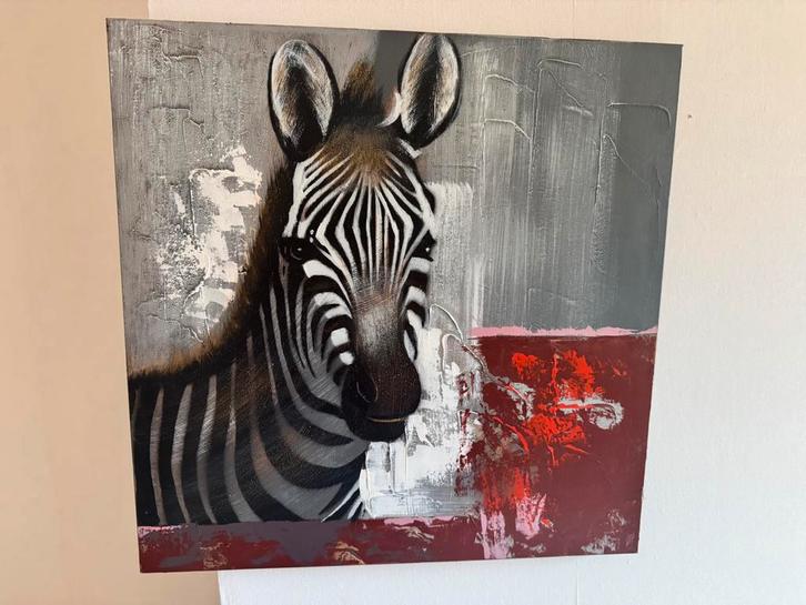 Decoratief schilderij zebra – modern interieur – canvas, Antiquités & Art, Art | Peinture | Moderne, Enlèvement