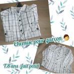 Chemise ML pour garçon -blanc à carreaux-T.8 ans, Ophalen of Verzenden, Gebruikt, Jongen, Shirt of Longsleeve