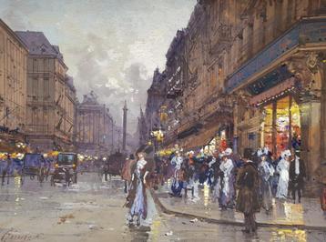 GALIEN LALOUE - PARIJS, rue de la Paix - Prachtige gouache