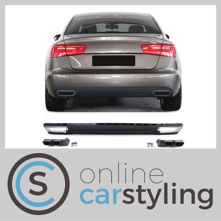 Achterbumper Spoiler Audi A6 C7 Met Dubbele Uitlaat, Auto-onderdelen, Carrosserie, Bumper, Audi, Achter, Nieuw, Ophalen of Verzenden
