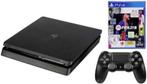 Console Slim PS4 (noire) 1 To (Mod. CUH-2216B) + Manette + F, Enlèvement ou Envoi, Autres genres, Utilisé, À partir de 3 ans