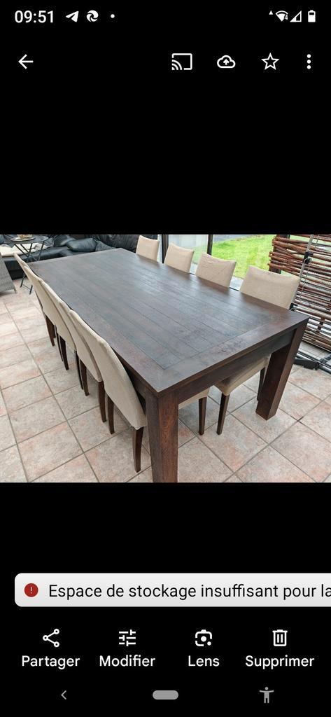 Grande table en bois avec 8 chaises + rallonges = 14 places., Maison & Meubles, Tables | Tables à manger, Comme neuf, Enlèvement