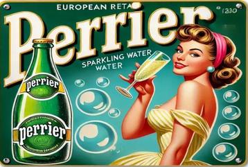 Reclamebord vintage Perrier - mancave poolhouse nieuw beschikbaar voor biedingen