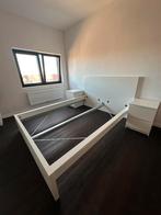 Ikea Malm bed 140cm x 200cm + 2 nachtkastjes Malm, Ophalen, Gebruikt, Wit, Tweepersoons