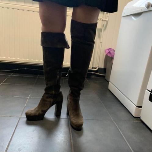 Taupe laarzen echt leer, Kleding | Dames, Schoenen, Zo goed als nieuw, Ophalen