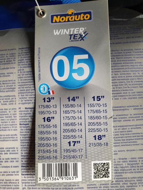 Paire chaussettes neige Norauto Winter tex 01 pour pneu roue jante