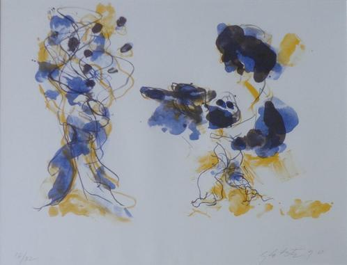 GER LATASTER / ABSTRACTIE / KLEURLITHO / 64x76cm / KADER SIG, Antiek en Kunst, Kunst | Litho's en Zeefdrukken, Ophalen